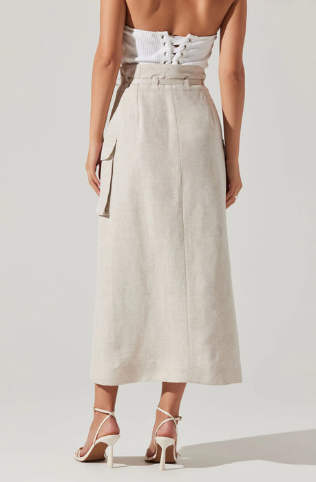 Astr the Label Nara Wrap Front Midi Skirt in Oatmeal