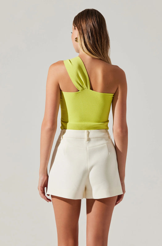Astr the Label Brie One Shoulder Sweater in Neon Yellow