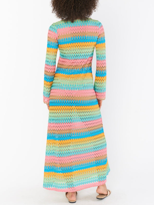 Show Me Your Mumu Vacay Cover Up in Crochet Multi Stripe