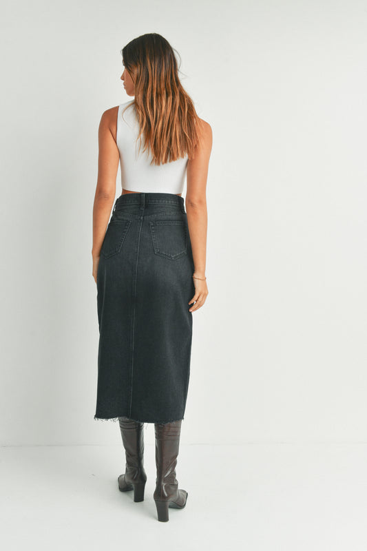 JBD Denim Midi Skirt in Black